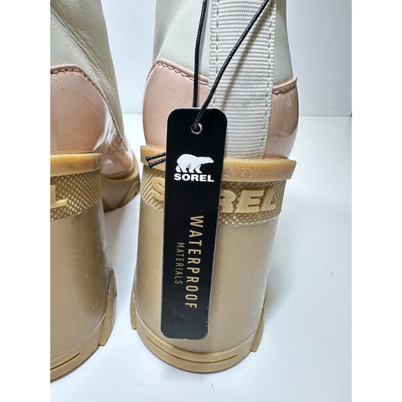 SOREL Waterproof Brex Zip Leather Ankle Boots in Chalk, Peach Sz 9 - Picture 11 of 15